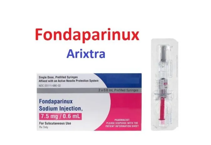 A box and two single-dose prefilled syringes of Arixtra (Fondaparinux Sodium Injection) 7.5 mg/0.6 mL.