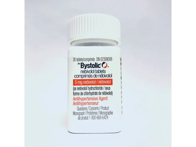 Nebivolol A bottle of Bystolic (nebivolol tablets) 5 mg, an antihypertensive agent, containing 30 tablets.