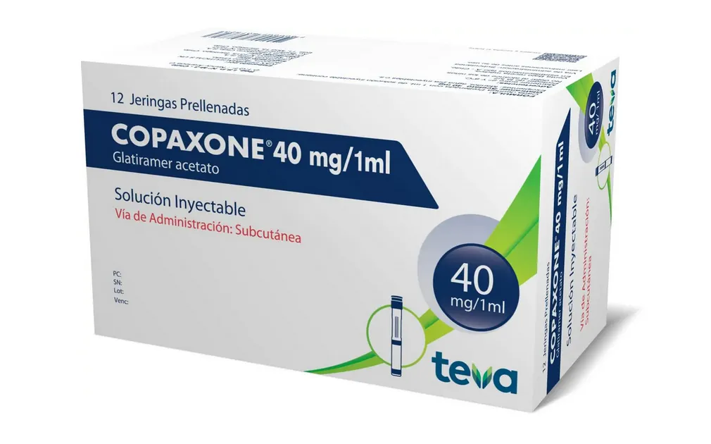 Glatiramer Acetate A box of Teva's Copaxone (Glatiramer Acetate) 40 mg/1mL solution for subcutaneous injection, containing 12 prefilled syringes.
