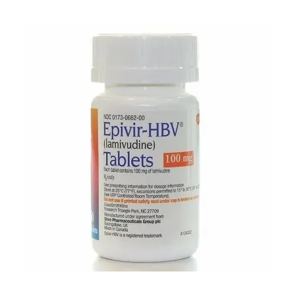 A bottle of Epivir-HBV (lamivudine) 100 mg tablets, used to treat Hepatitis B.