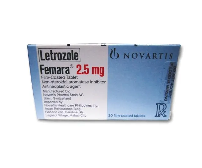 Letrozole A box of Novartis Femara (Letrozole) 2.5mg film-coated tablets, an antineoplastic agent.