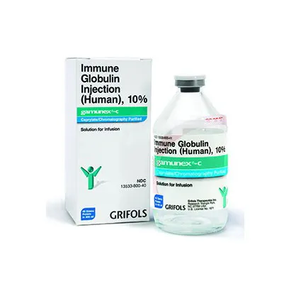 Gamunex-C A bottle and a box of GRIFOLS Gamunex-C (Immune Globulin Injection (Human), 10%), a solution for infusion.