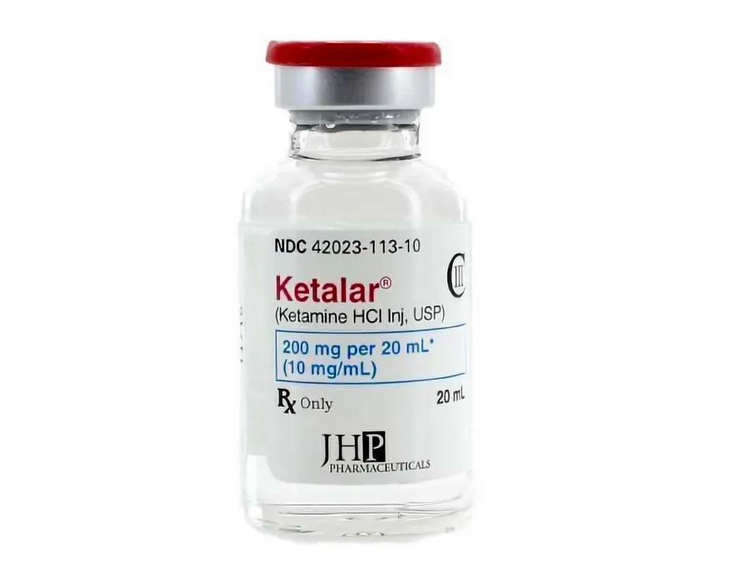 A vial of Ketalar (Ketamine HCl Injection, USP) 200 mg per 20 mL, by JHP Pharmaceuticals.