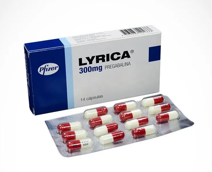 Pregabalin A box and a blister pack of Pfizer Lyrica (pregabalina) 300 mg capsules.