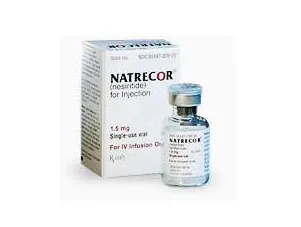 Nesiritide A box and a single-use vial of NATRECOR (nesiritide) for injection 1.5 mg, for IV infusion.