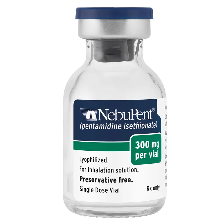 A single-dose vial of NebuPent (pentamidine isethionate) 300 mg per vial, a lyophilized powder for inhalation solution.