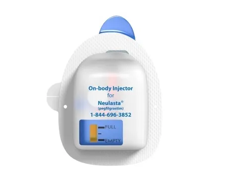 Pegfilgrastim A Neulasta (pegfilgrastim) On-body Injector, showing the "FULL" and "EMPTY" status window.