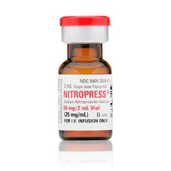 Nitroprusside A 2 mL single-dose fliptop vial of Nitropress (sodium nitroprusside injection) 50 mg/2 mL, for I.V. infusion only.