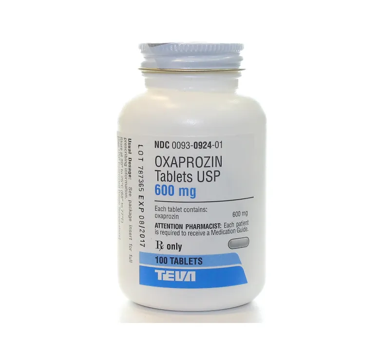 A bottle of Teva Oxaprozin Tablets USP 600 mg, containing 100 tablets.