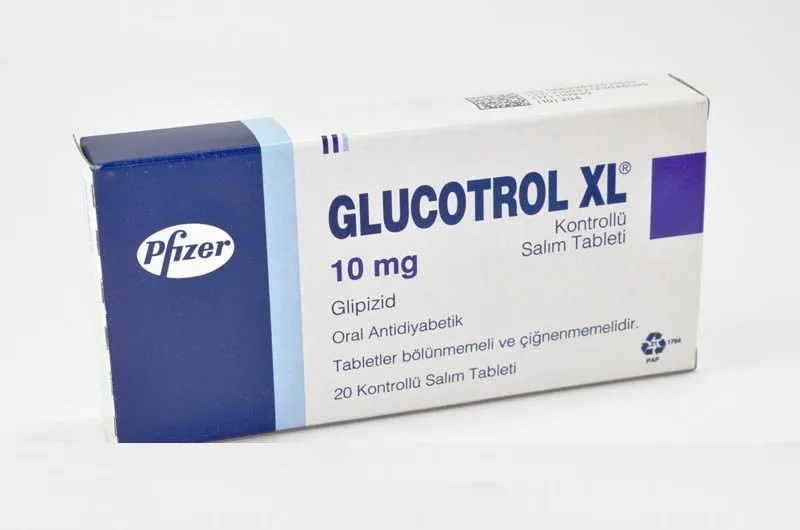 Glipizide A box of Pfizer Glucotrol XL (Glipizide) 10 mg oral antidiabetic tablets, with 20 tablets.