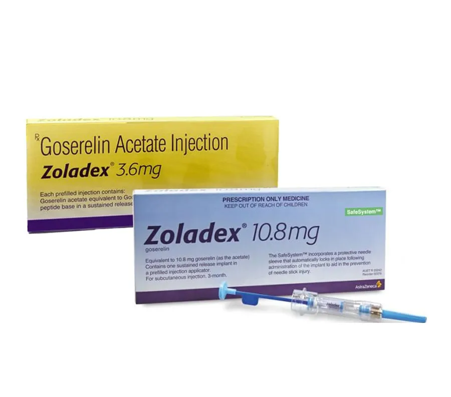 Goserelin Boxes of Zoladex (goserelin acetate) injection, 3.6 mg and 10.8 mg, for subcutaneous injection.