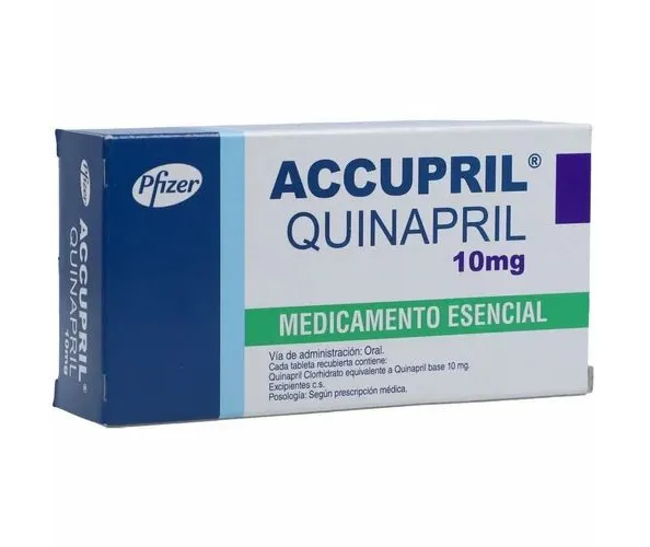Quinapril A box of Pfizer Accupril (Quinapril) 10 mg tablets.