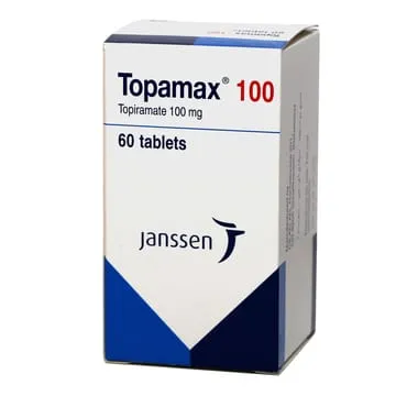 A box of Janssen Topamax 100 mg (Topiramate) tablets, containing 60 tablets.