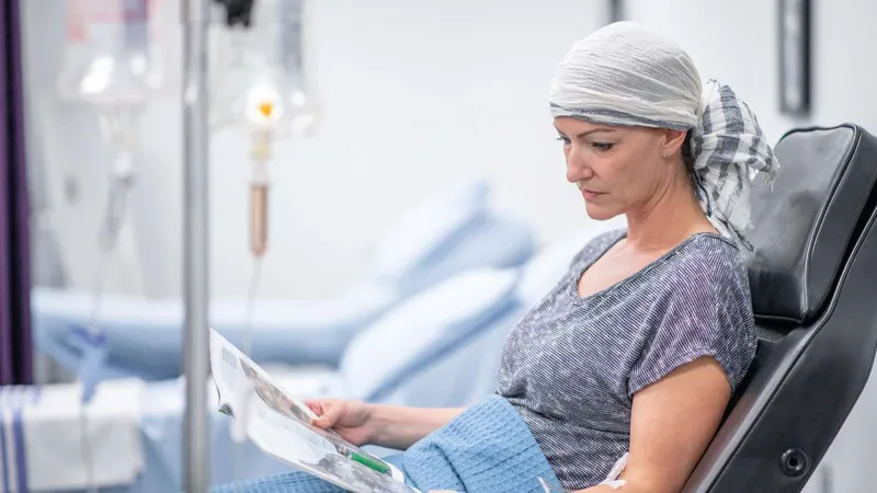 Leukemia patient receiving chemotherapy treatment in a hospital