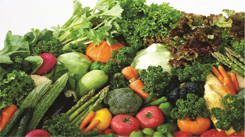 Fresh fruits and vegetables that support a healthy digestive system