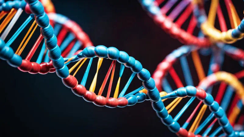 Colorful DNA strands representing genetic disorders associated with chondrosarcoma