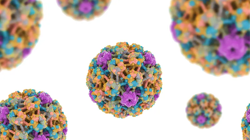 3D illustration of Human Papillomavirus (HPV), the primary cause of most cervical cancer cases