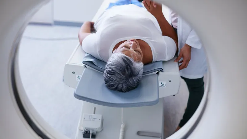 Patient undergoing PET scan for lymphoma diagnosis and treatment planning