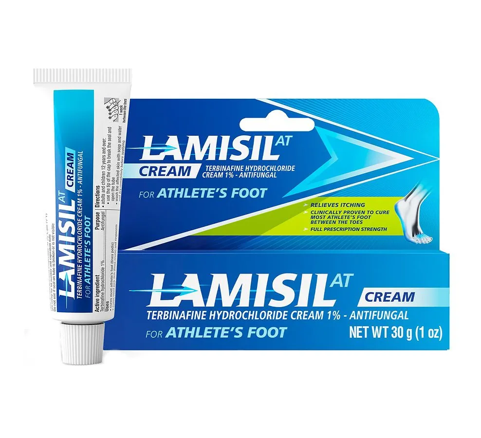 Terbinafine Lamisil cream containing terbinafine 1% for athlete's foot treatment