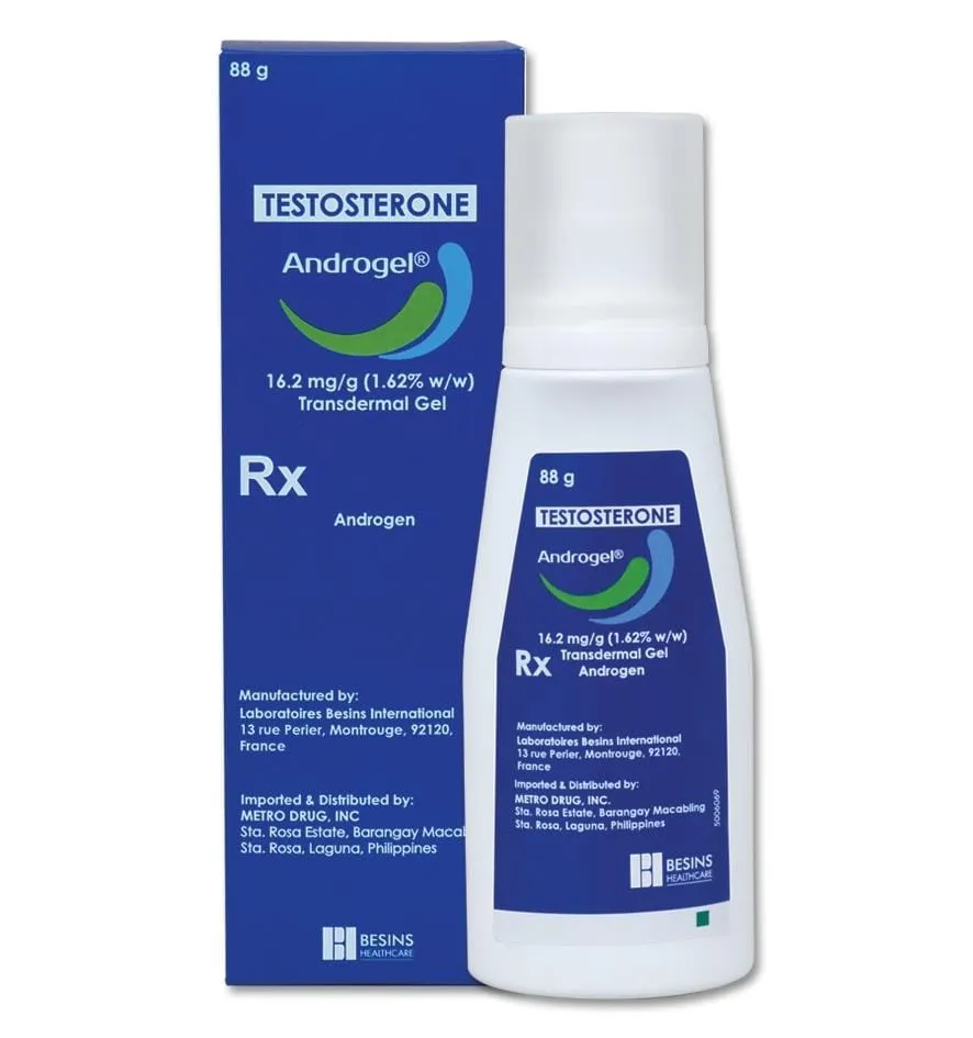 Testosterone Testosterone Androgel 16.2 mg/g transdermal gel for testosterone replacement therapy