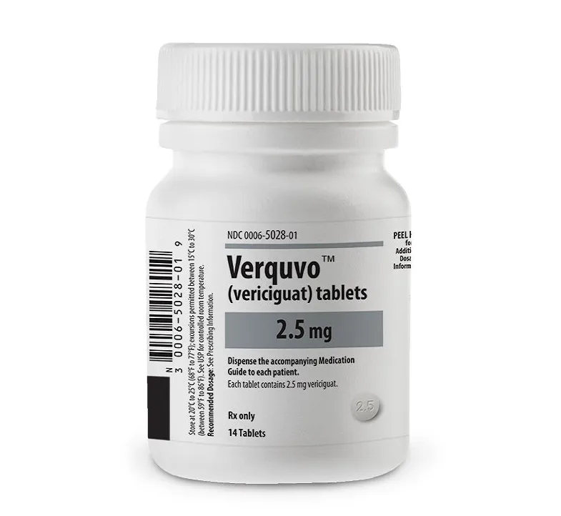 Verquvo (vericiguat) 2.5 mg tablets – medication used to reduce the risk of cardiovascular death and hospitalization in patients with symptomatic chronic heart failure and reduced ejection fraction