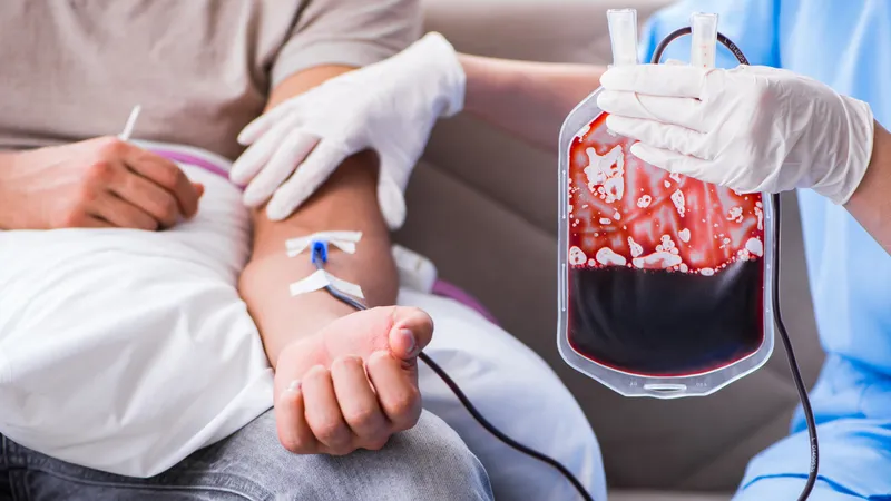 Blood transfusion procedure for patients with severe hemolytic anemia.