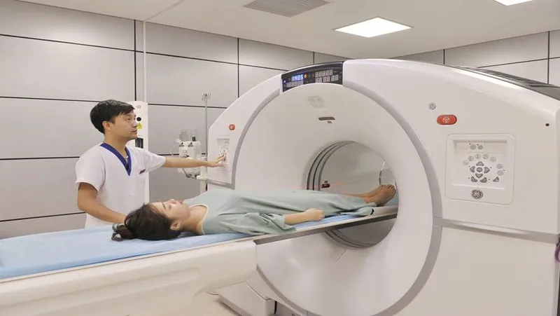 Patient undergoing CT scan to help doctors diagnose liposarcoma