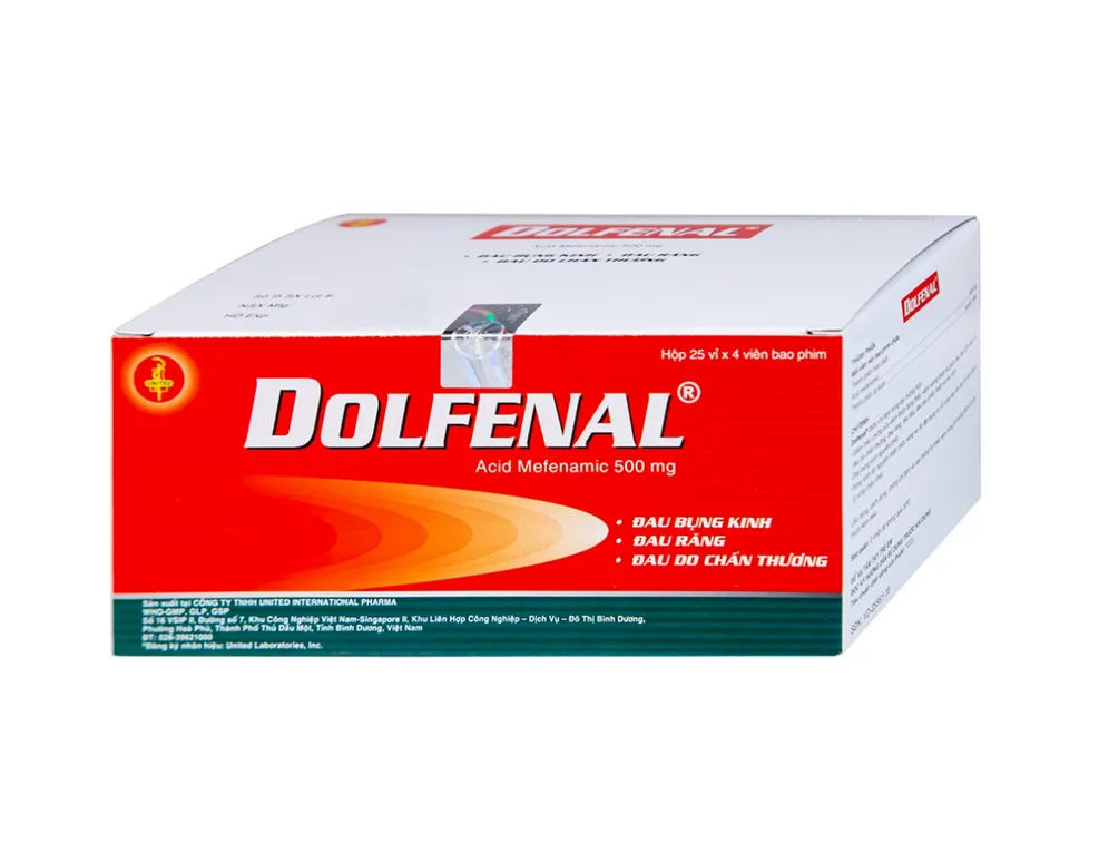 Dolfenal 500 mg box containing Mefenamic Acid tablets