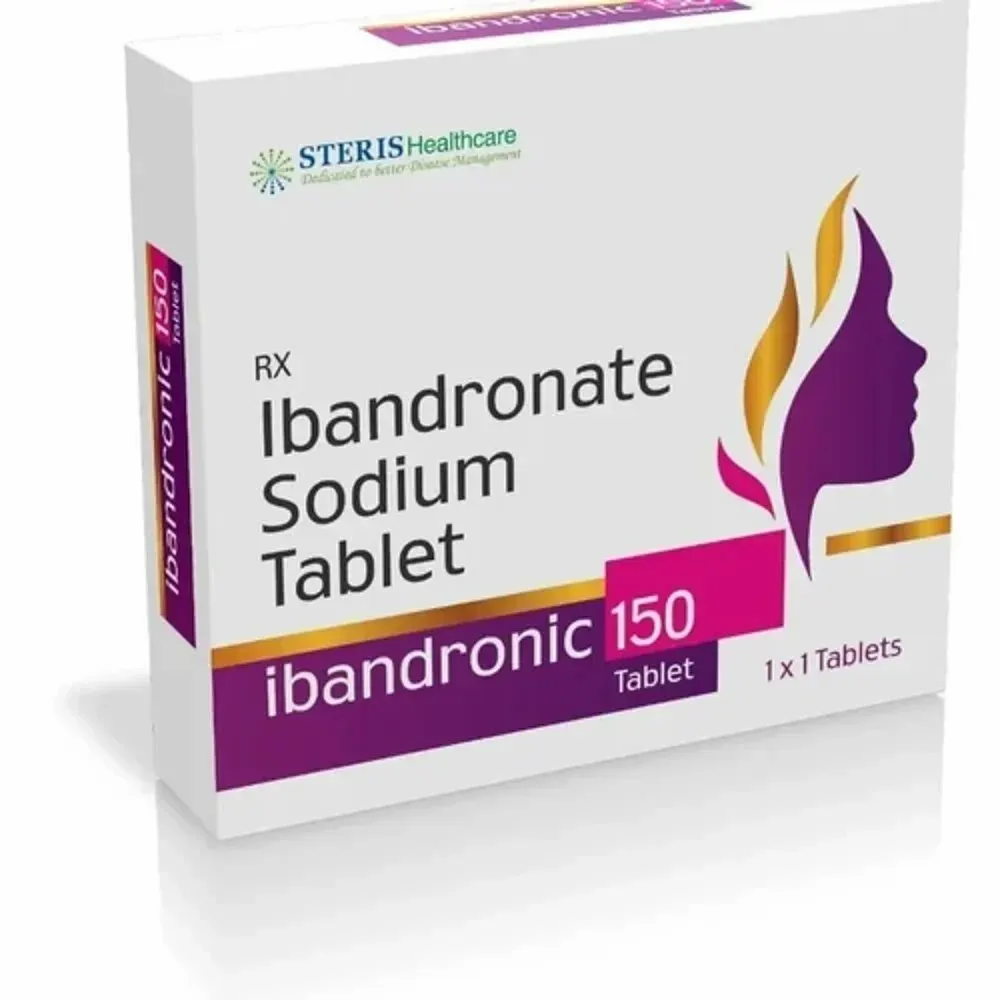 Ibandronate sodium 150 mg tablet box from Steris Healthcare