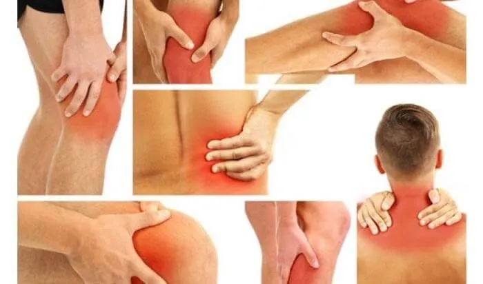 Multiple images showing joint pain and inflammation in different body areas.