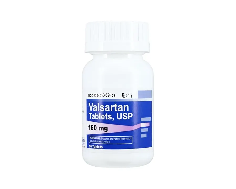 Valsartan 160 mg tablets bottle, prescription medication for high blood pressure