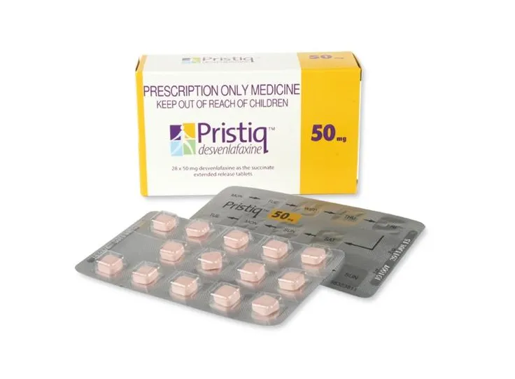Pristiq 50 mg desvenlafaxine extended-release tablets in blister pack and box