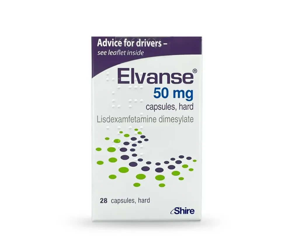 Lisdexamfetamine Elvanse 50 mg lisdexamfetamine dimesylate capsule box