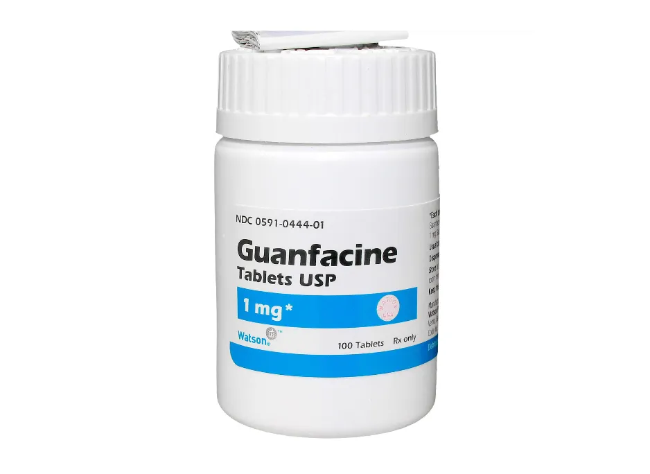 Guanfacine 1 mg prescription tablet bottle labeled USP.