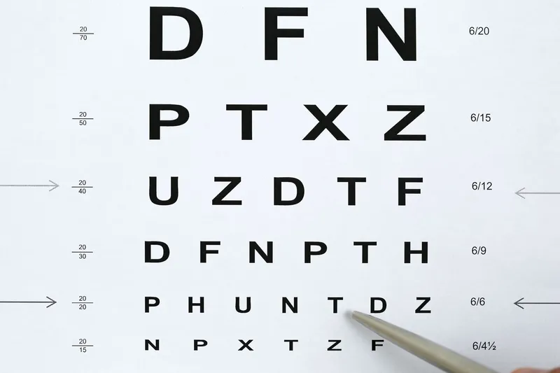Snellen chart used for measuring visual acuity